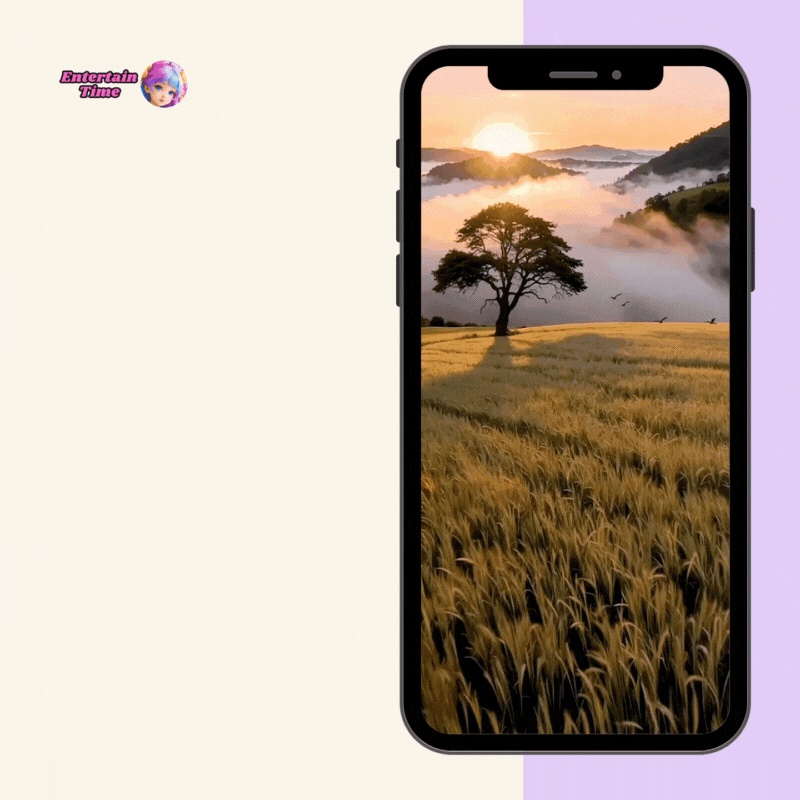 Golden wheat fields at sunrise mist rolling in the valley birds flying