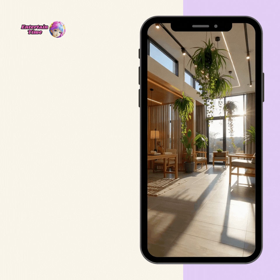 sunlight passing through a modern wellness lounge