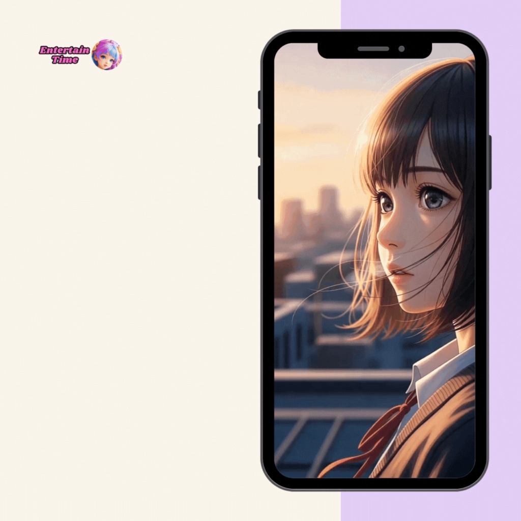 Girl on city rooftop with gentle wind blowing her hair natural vibe phone live wallpaper