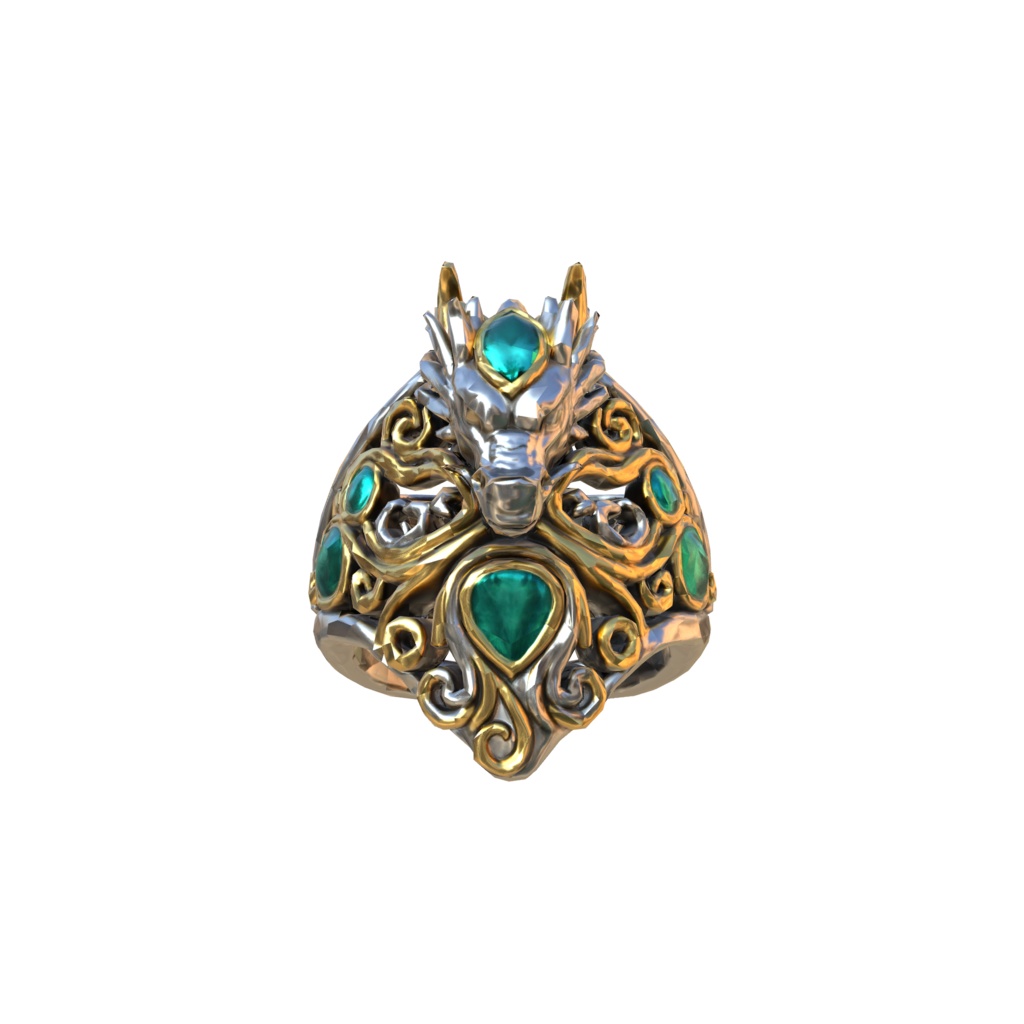 Emerald Dragon Ring 3d model