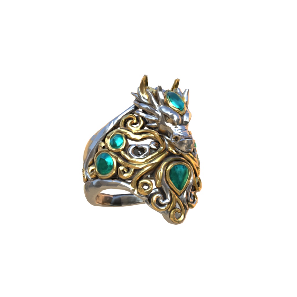 Emerald Dragon Ring 3d model