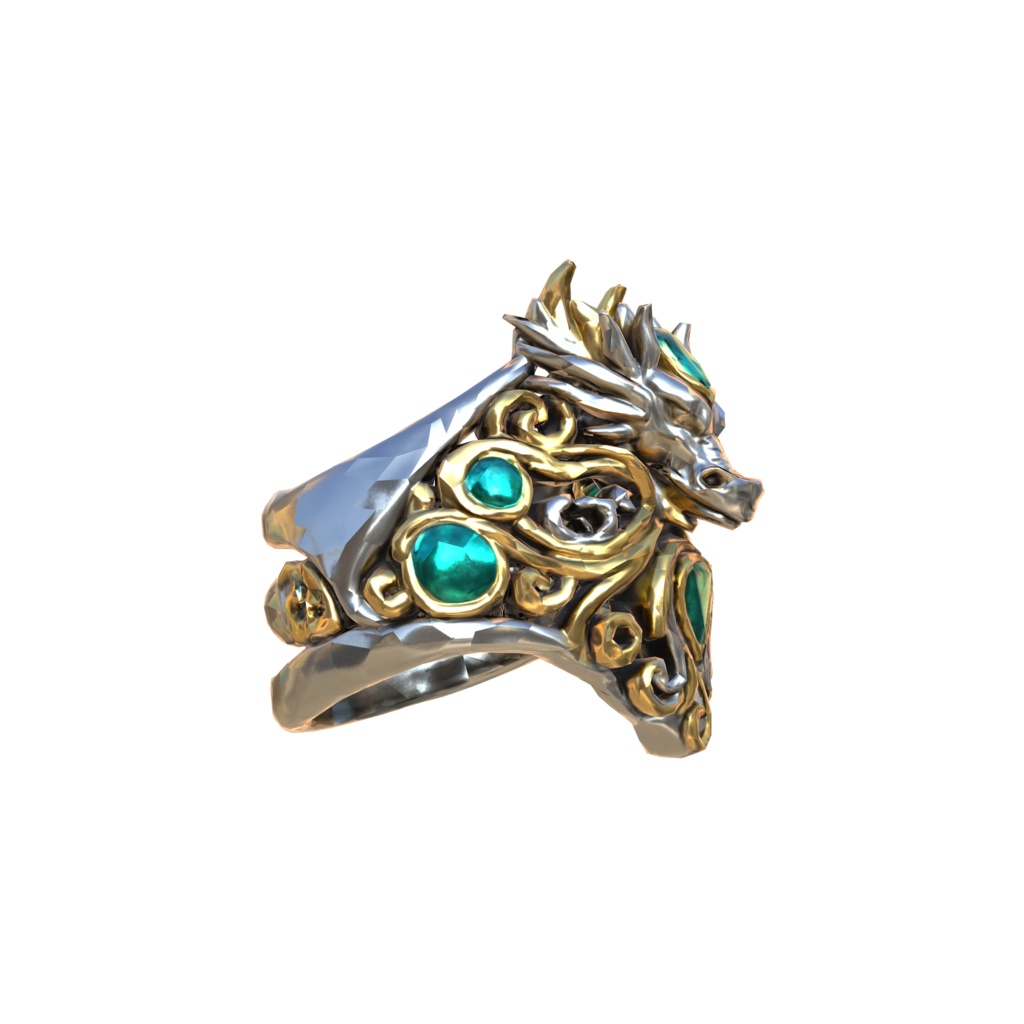 Emerald Dragon Ring 3d model