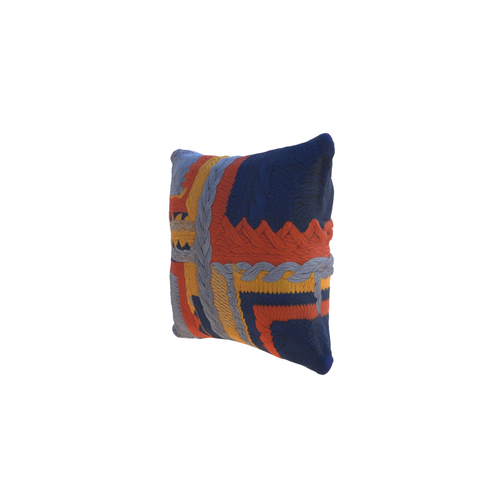 Patchwork knitted cushion 3D model