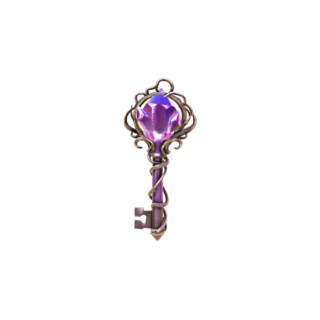 Amethyst crystal key 3d model