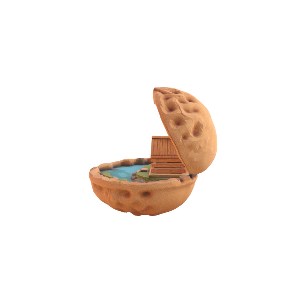 Walnut miniature cabin 3d model