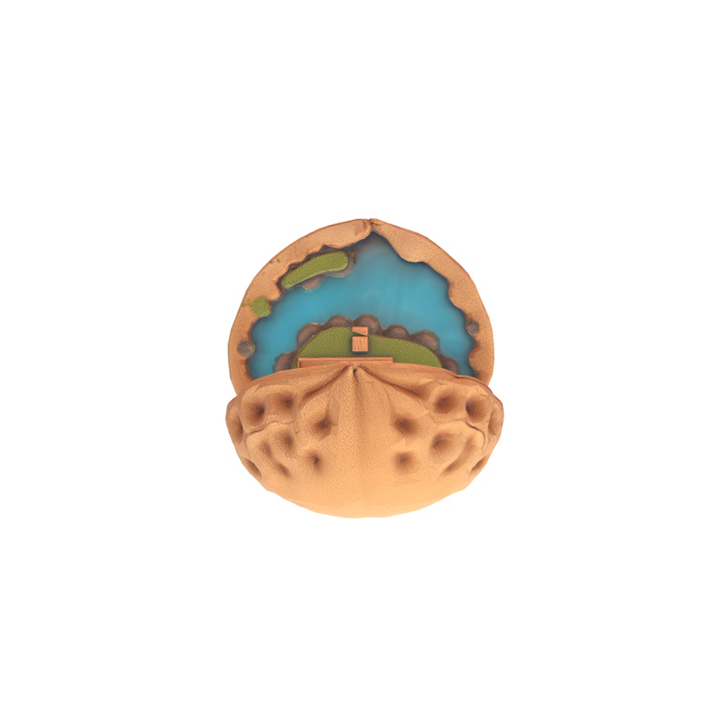 Walnut miniature cabin 3d model