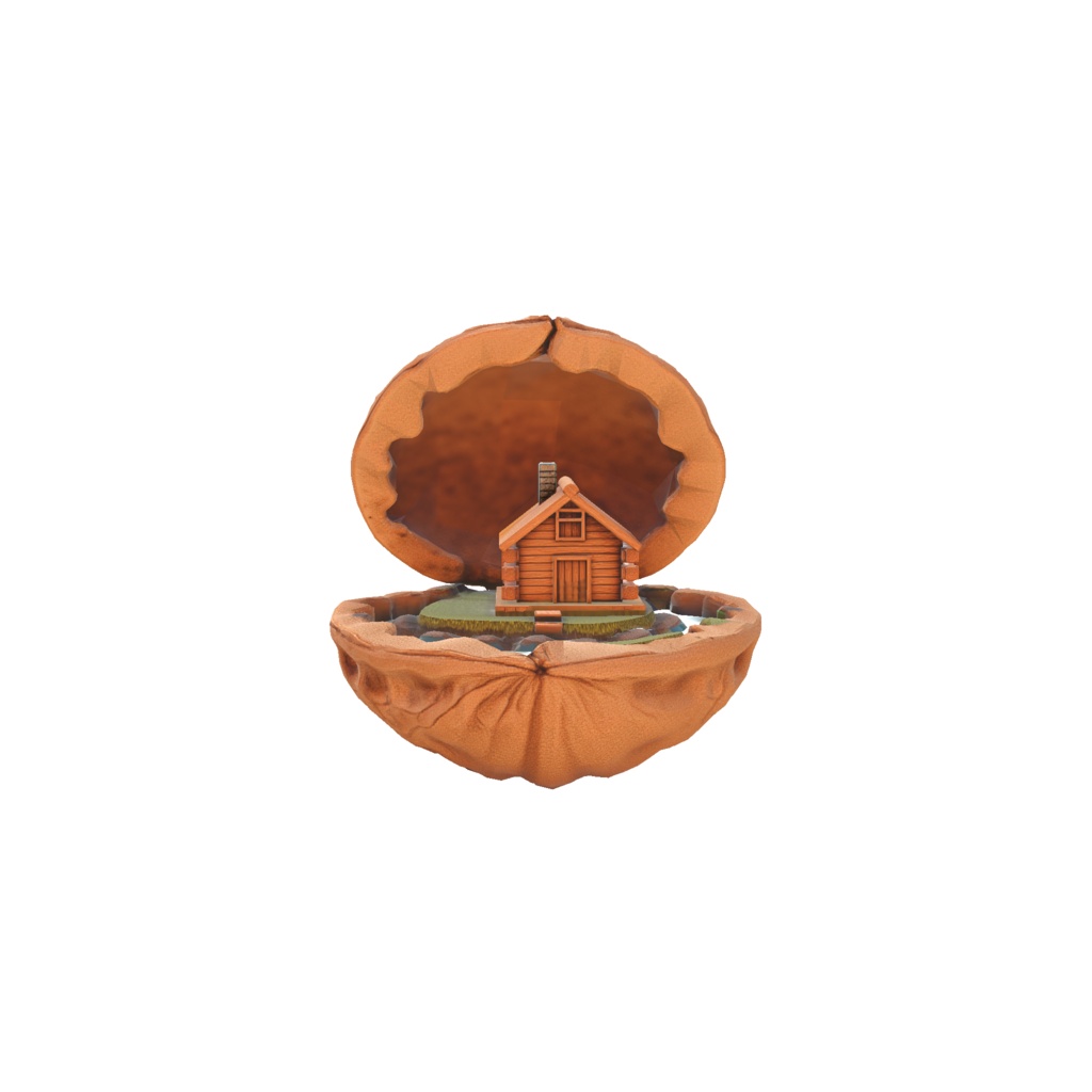Walnut miniature cabin 3d model