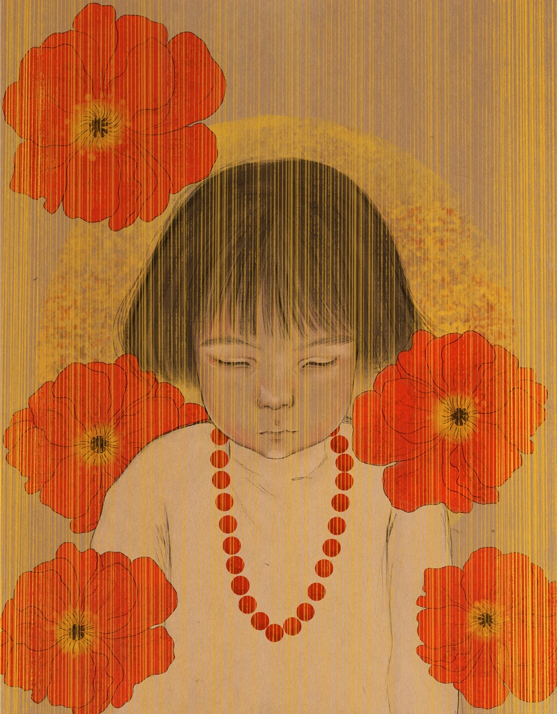 Girl and poppies