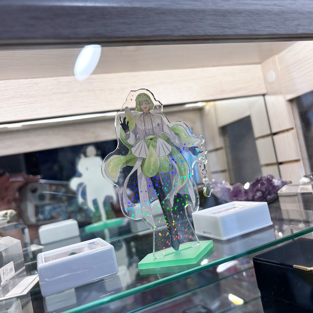 💚ペリドットのキラッキラ✨耽美アクスタ(天然石チャーム付き)💎