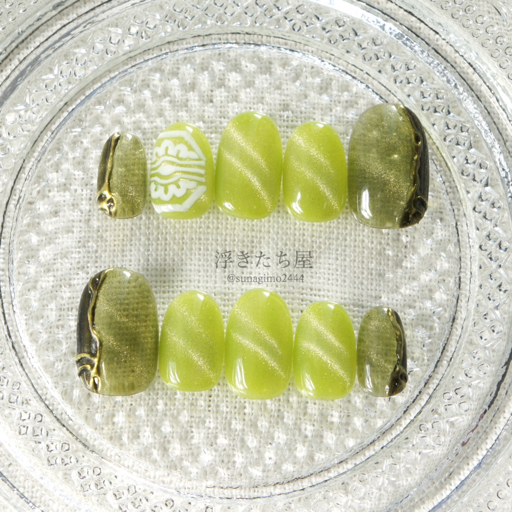 【篭手切江】刀剣乱舞 篭手切江(オパールグリーン)イメージネイルチップ