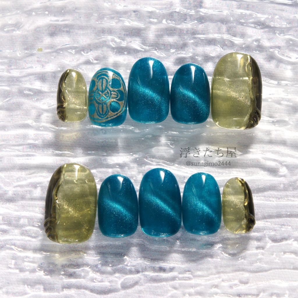 【松井江】刀剣乱舞 松井江(ターコイズブルー)イメージネイルチップ