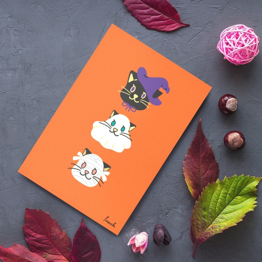 ハロウィンねこ　ポストカード