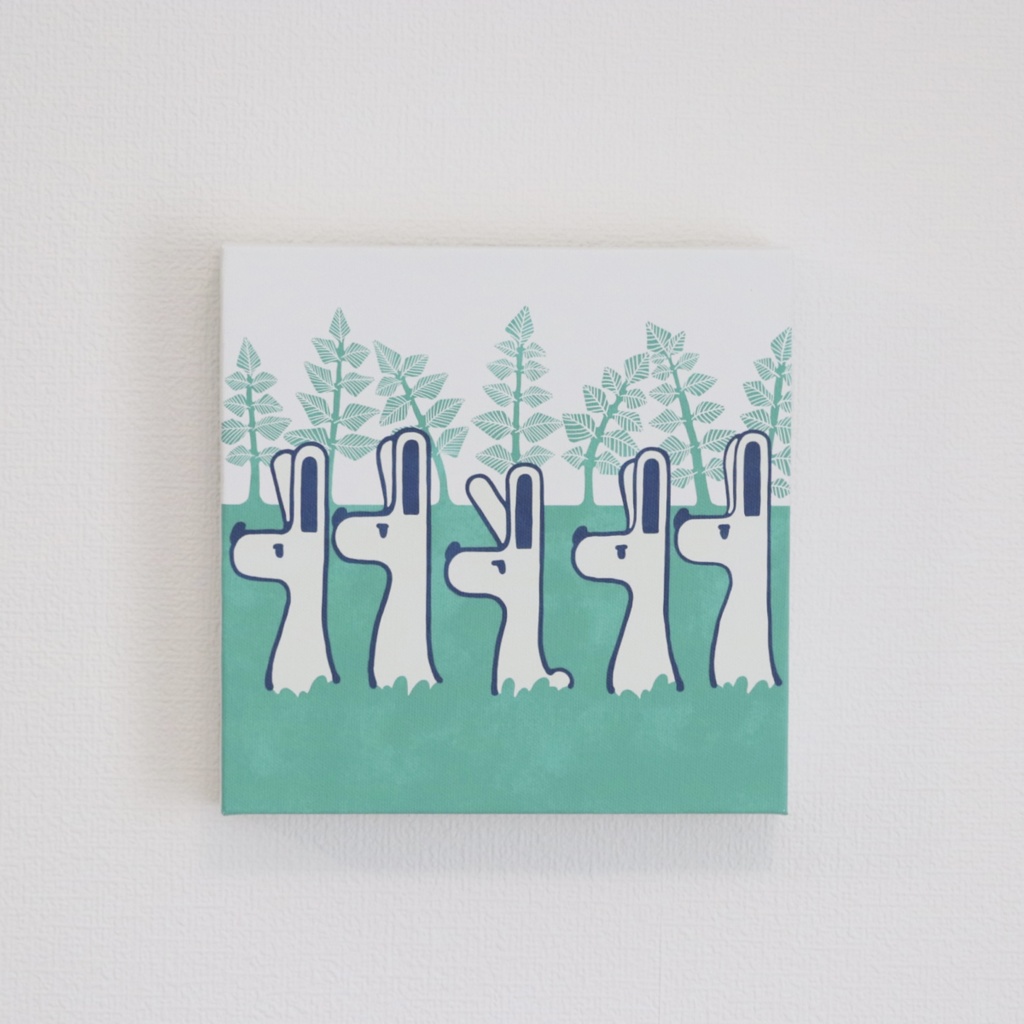 キャンバスフレームアート・にんじん畑のウサギたち