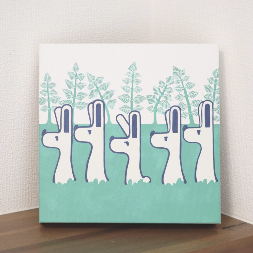 キャンバスフレームアート・にんじん畑のウサギたち