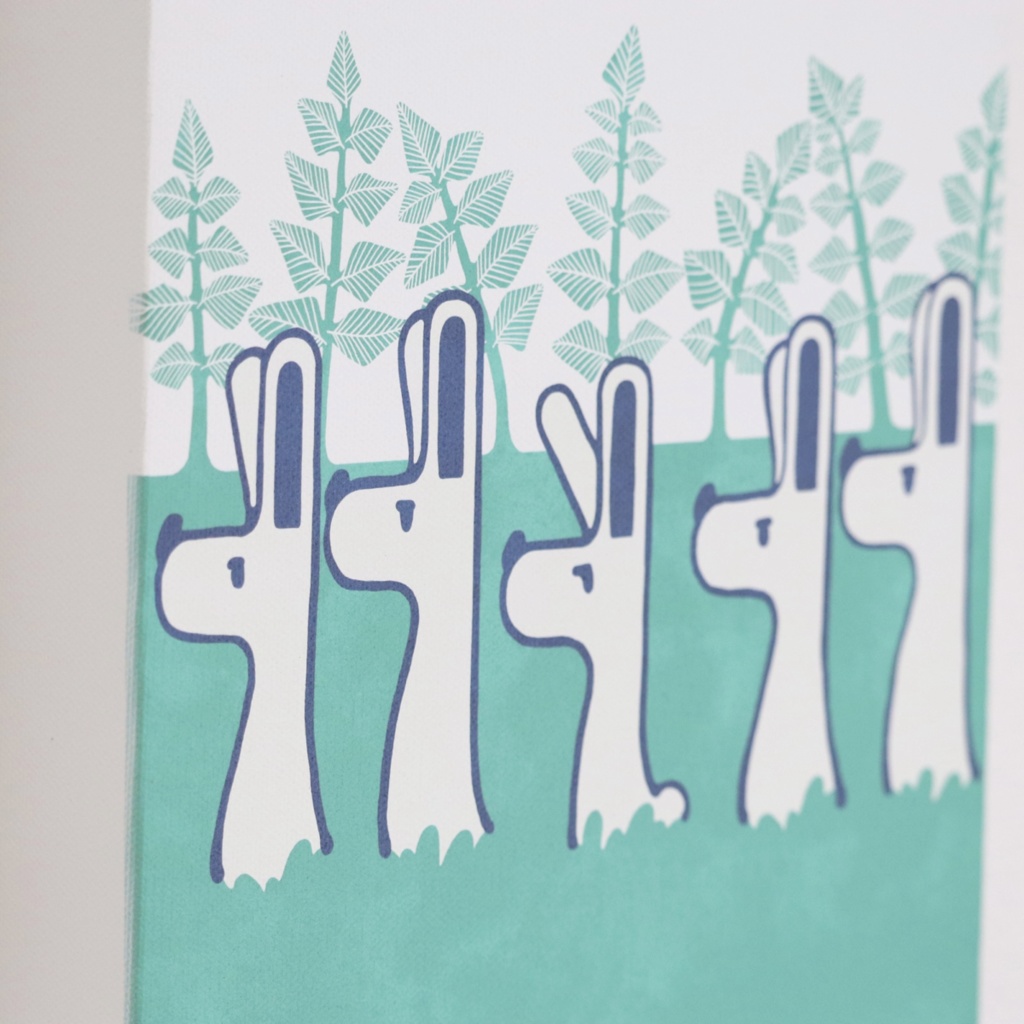 キャンバスフレームアート・にんじん畑のウサギたち