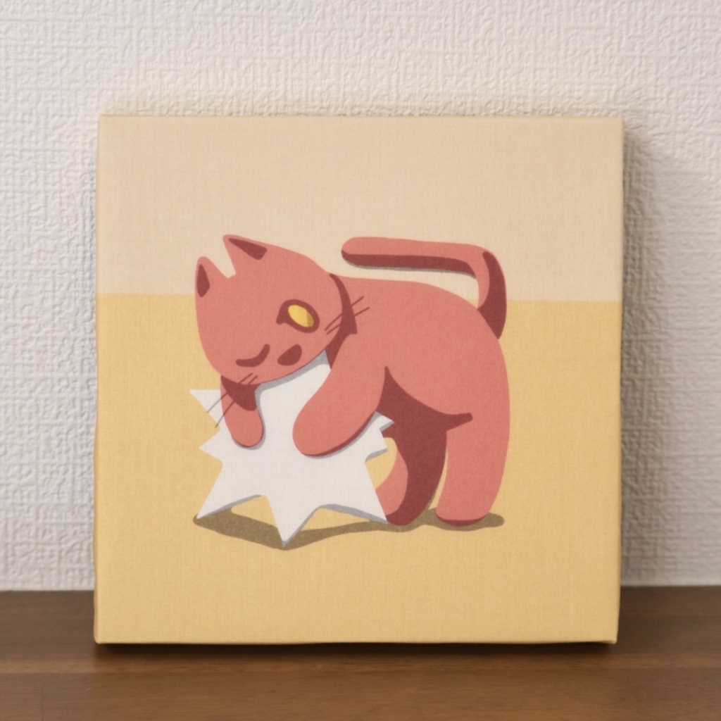 ファブリックパネル「星を抱くネコ」アートパネル