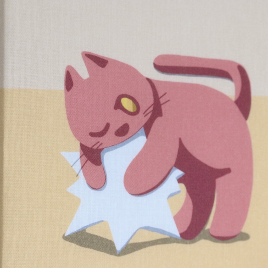 ファブリックパネル「星を抱くネコ」アートパネル