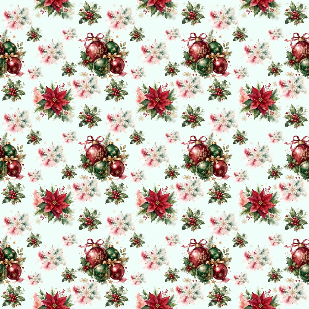 深紅と森のグリーンで彩るクリスマス デジタルペーパー