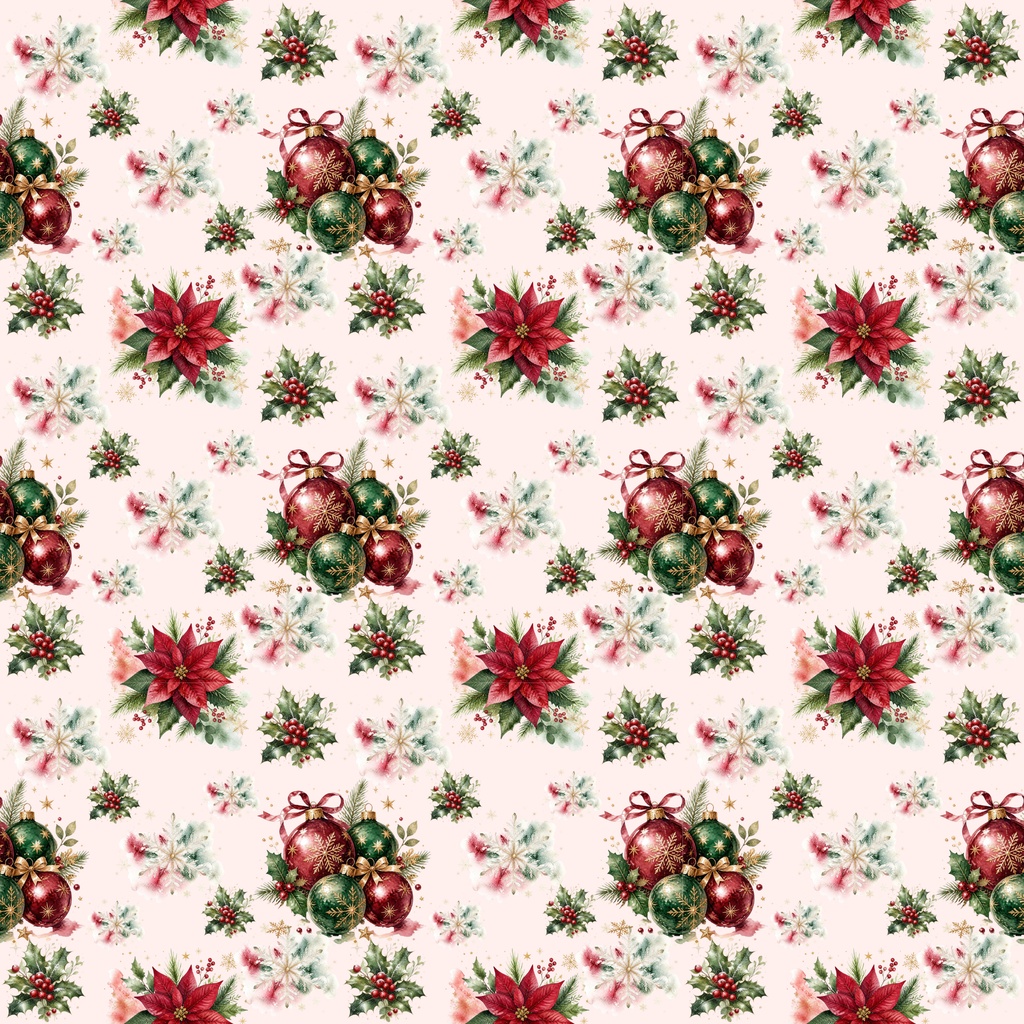 深紅と森のグリーンで彩るクリスマス デジタルペーパー