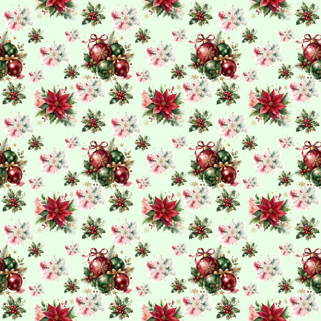 深紅と森のグリーンで彩るクリスマス デジタルペーパー