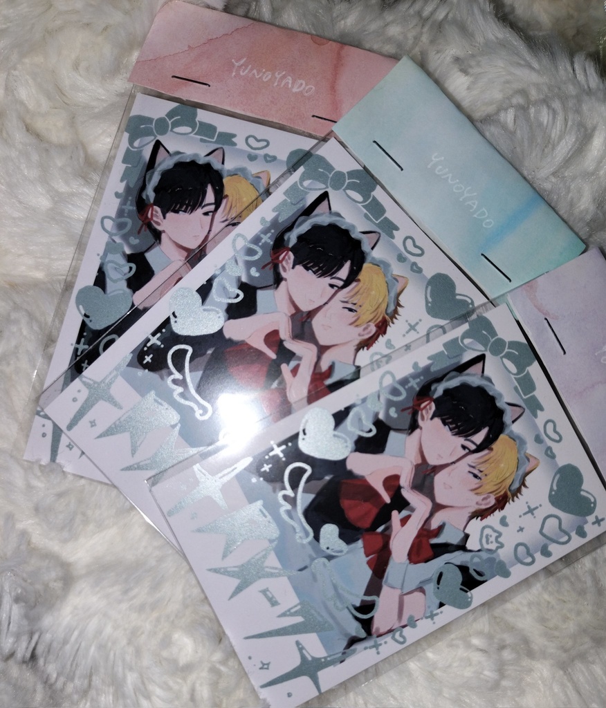 ケンミンステッカー(+高橋兄弟猫耳メイドチェキ風カード※選択式)