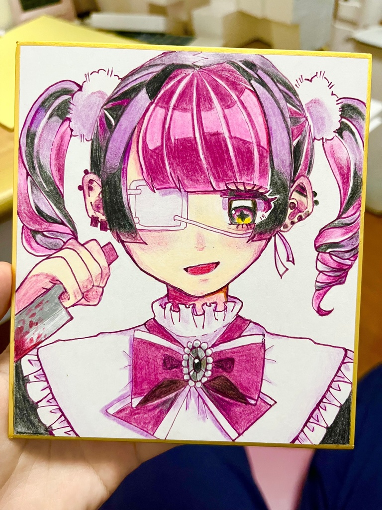 【ミニ色紙】自害系女子 ❤︎ Miniature colored paper