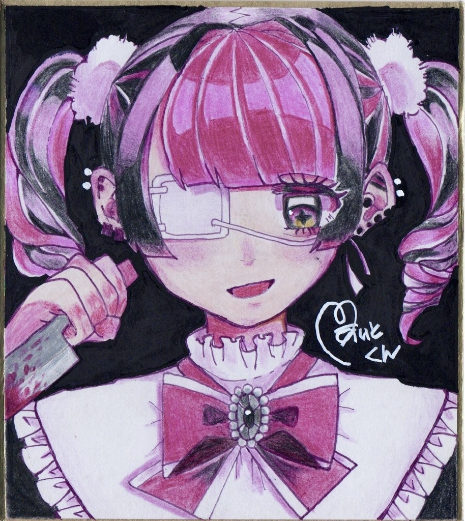 【ミニ色紙】自害系女子 ❤︎‬ Miniature colored paper