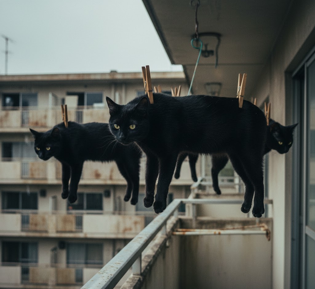 干された猫たち~乾かし中