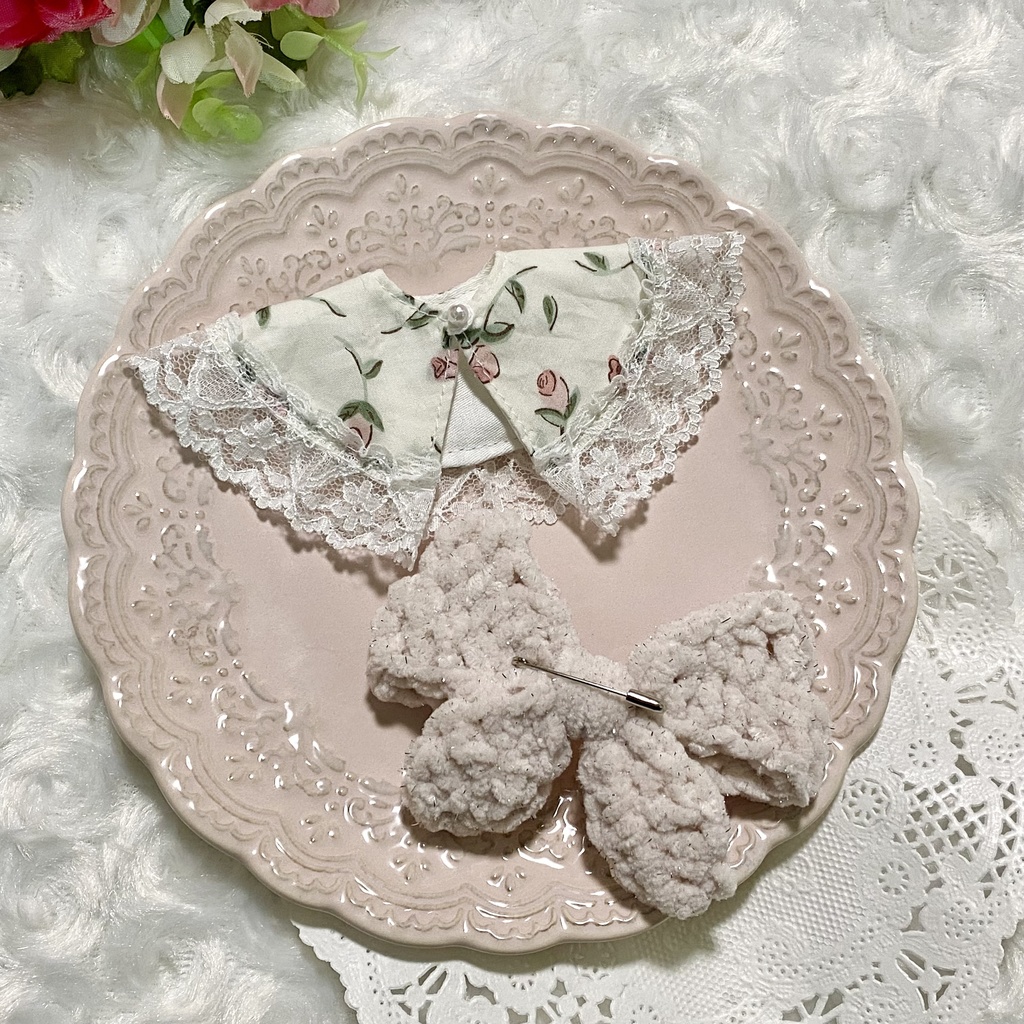 【ぬい服10〜12cm】 きらきら猫耳ニット帽子セット