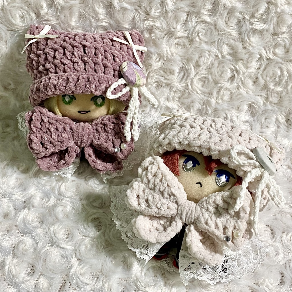 【ぬい服10〜12cm】 きらきら猫耳ニット帽子セット