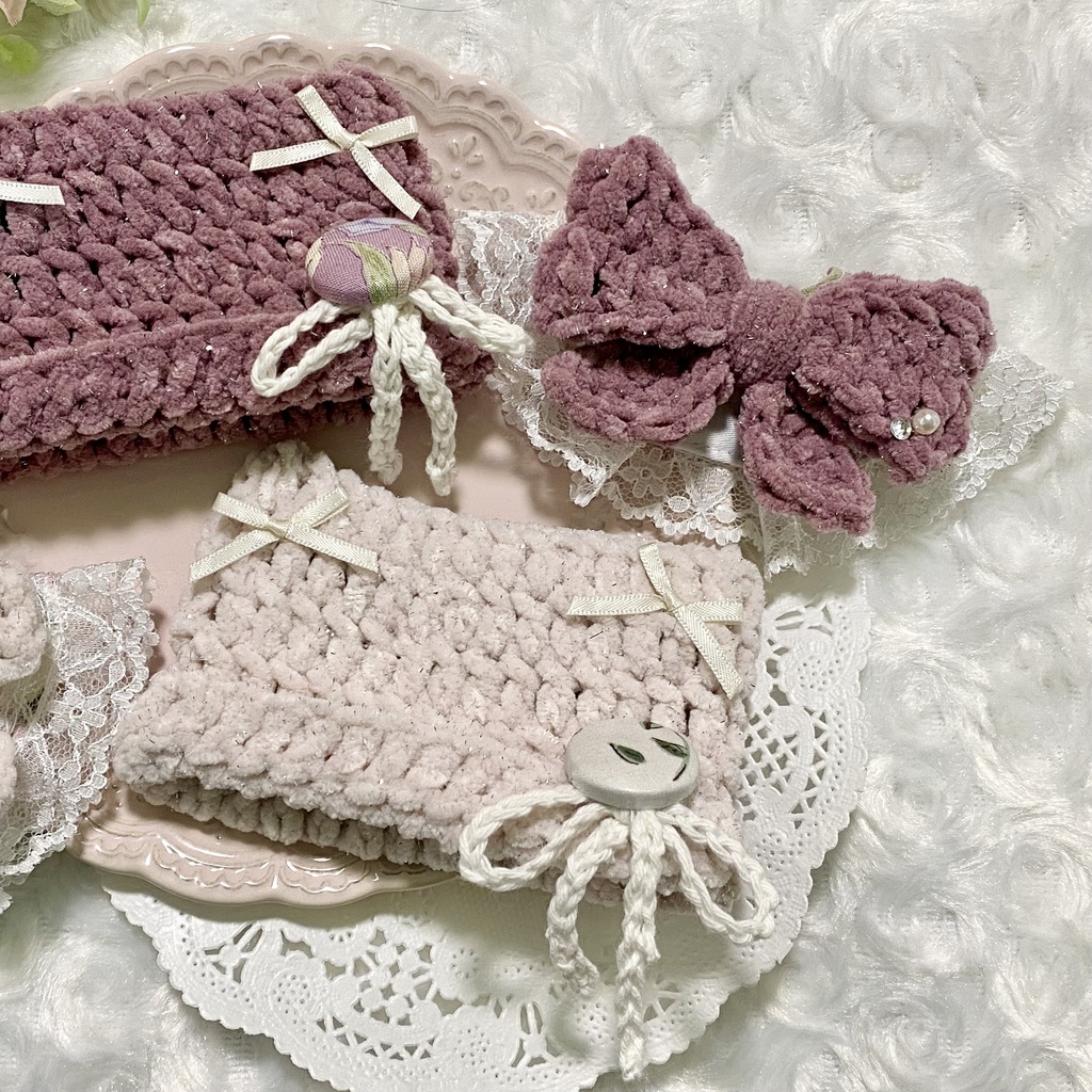 【ぬい服10〜12cm】 きらきら猫耳ニット帽子セット