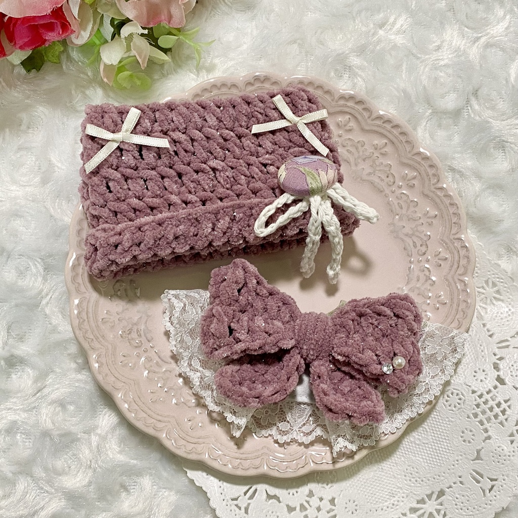 【ぬい服10〜12cm】 きらきら猫耳ニット帽子セット