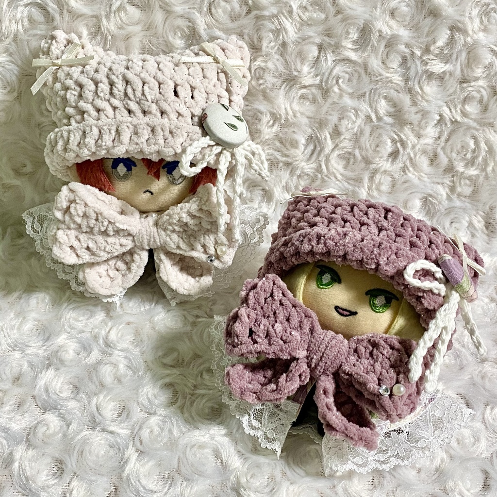 【ぬい服10〜12cm】 きらきら猫耳ニット帽子セット