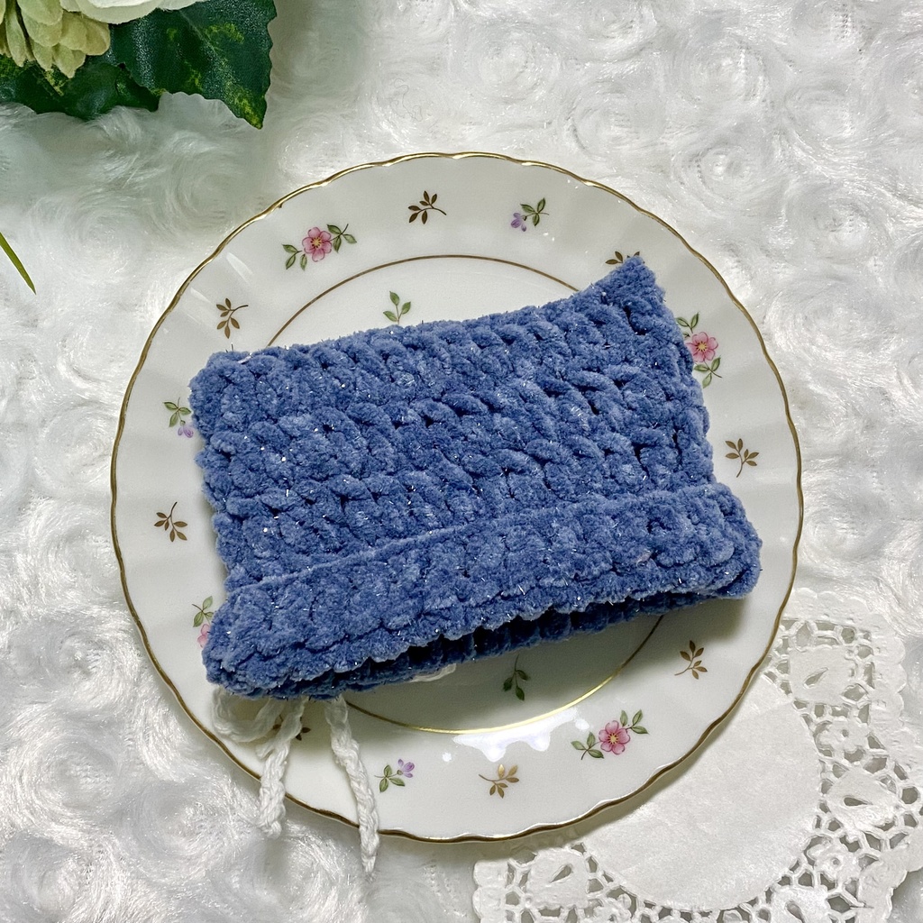 【10〜12cmぬい服】 きらきら猫耳ニット帽子セット