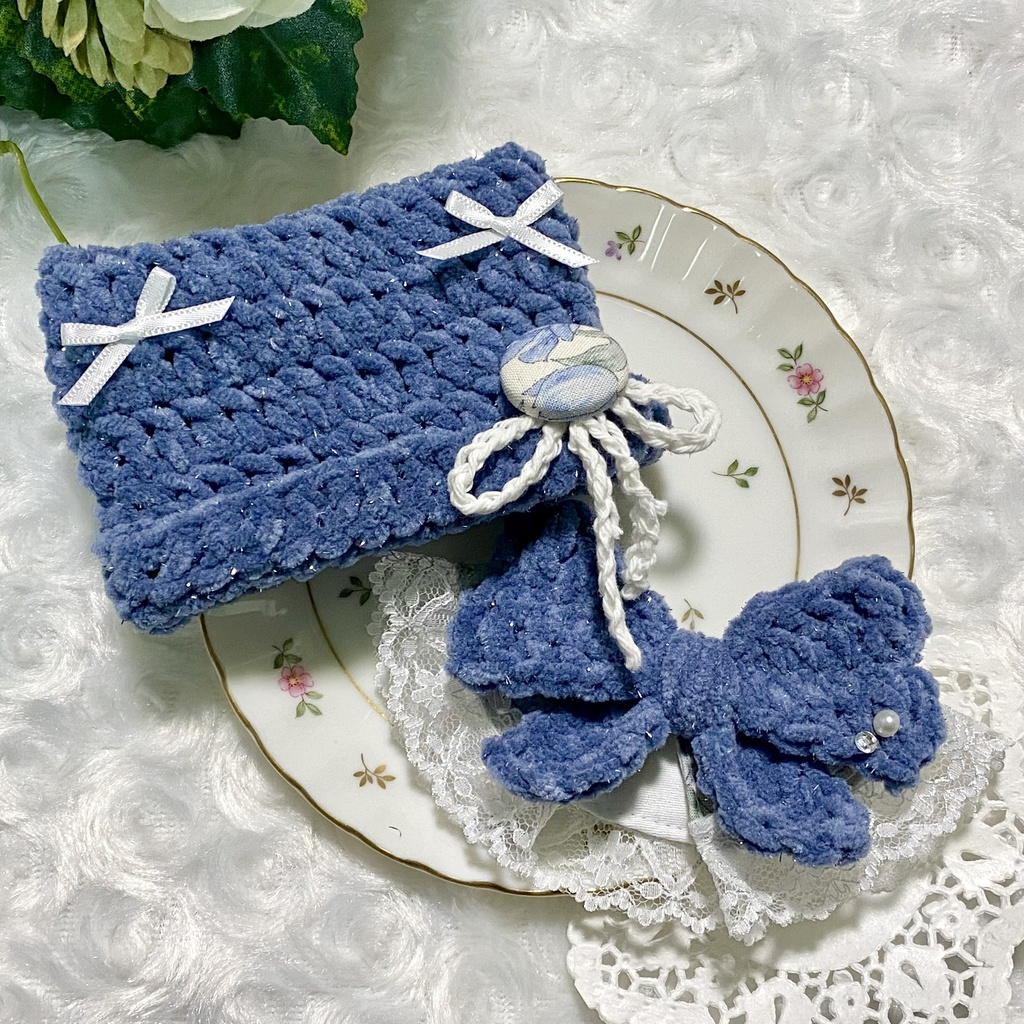 【10〜12cmぬい服】 きらきら猫耳ニット帽子セット