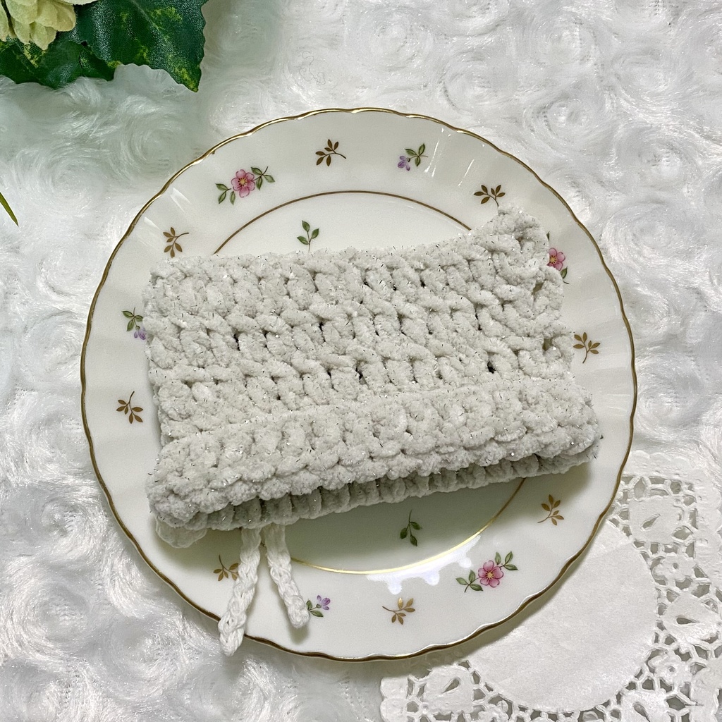 【10〜12cmぬい服】 きらきら猫耳ニット帽子セット