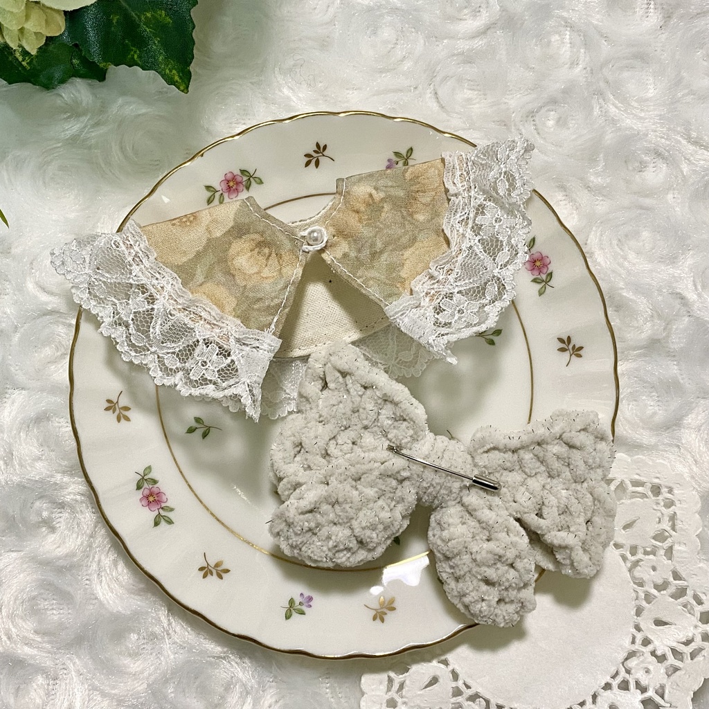 【10〜12cmぬい服】 きらきら猫耳ニット帽子セット