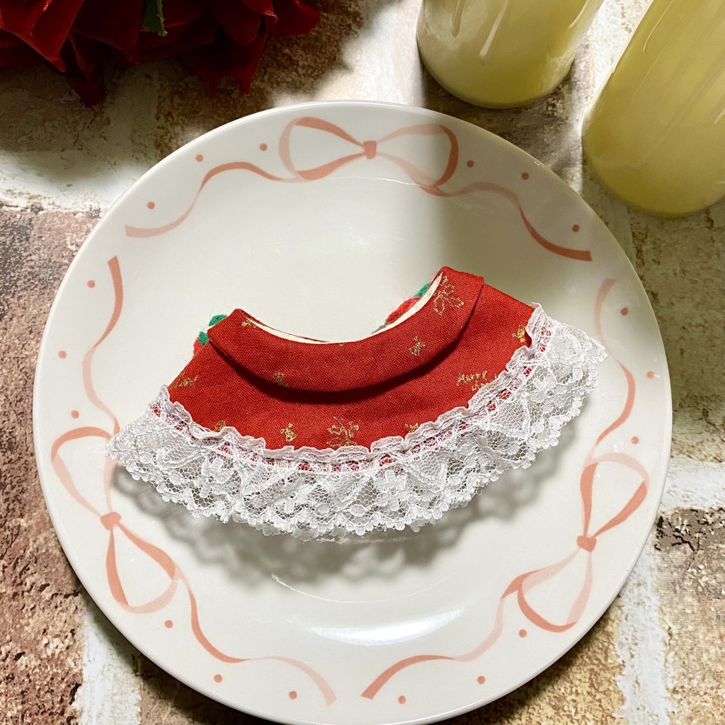 【10〜12cmぬい服】【15〜16cmぬい服】 クリスマス猫耳ニット帽子セット