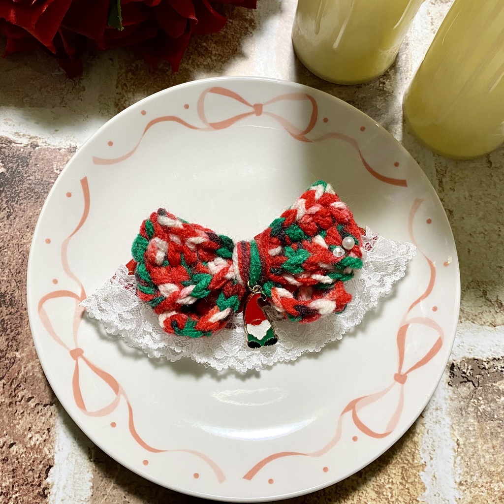 【10〜12cmぬい服】【15〜16cmぬい服】 クリスマス猫耳ニット帽子セット