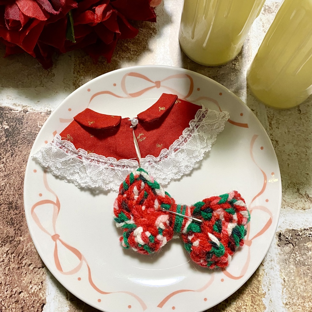 【10〜12cmぬい服】【15〜16cmぬい服】 クリスマス猫耳ニット帽子セット