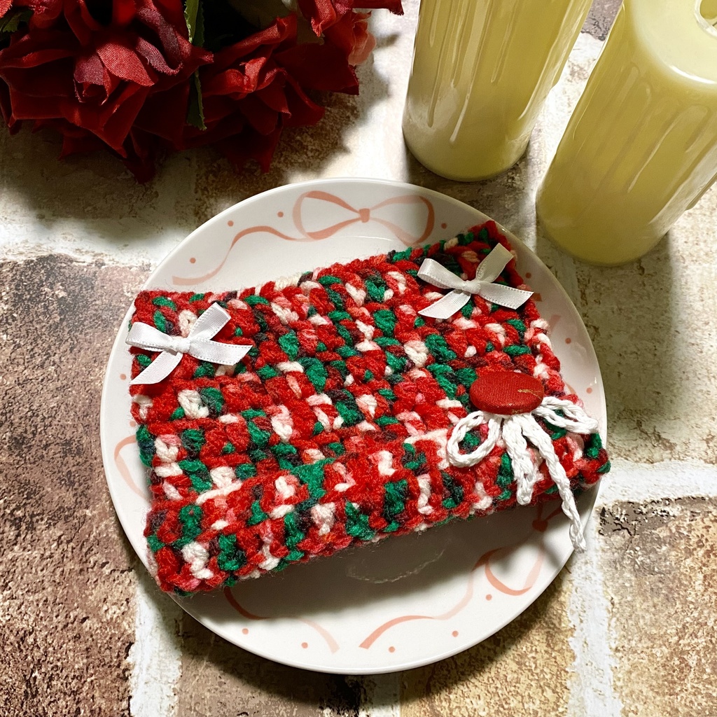 【10〜12cmぬい服】【15〜16cmぬい服】 クリスマス猫耳ニット帽子セット