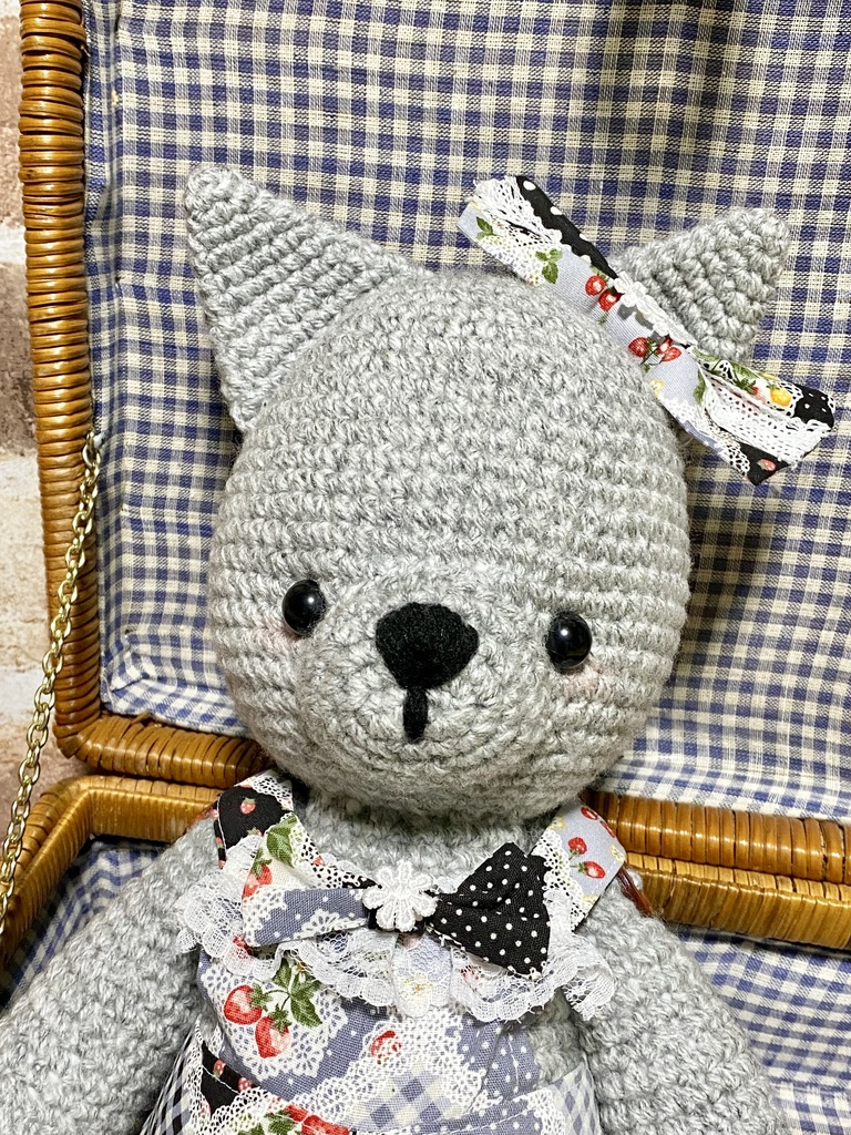 着せ替えのできるBIGあみぐるみ グレーのねこちゃん