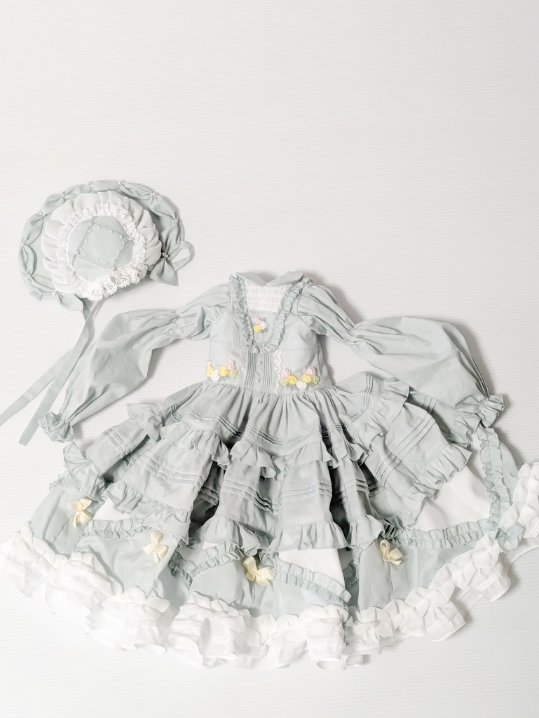 1/3サイズ 花刺繍ワンピース グリーン