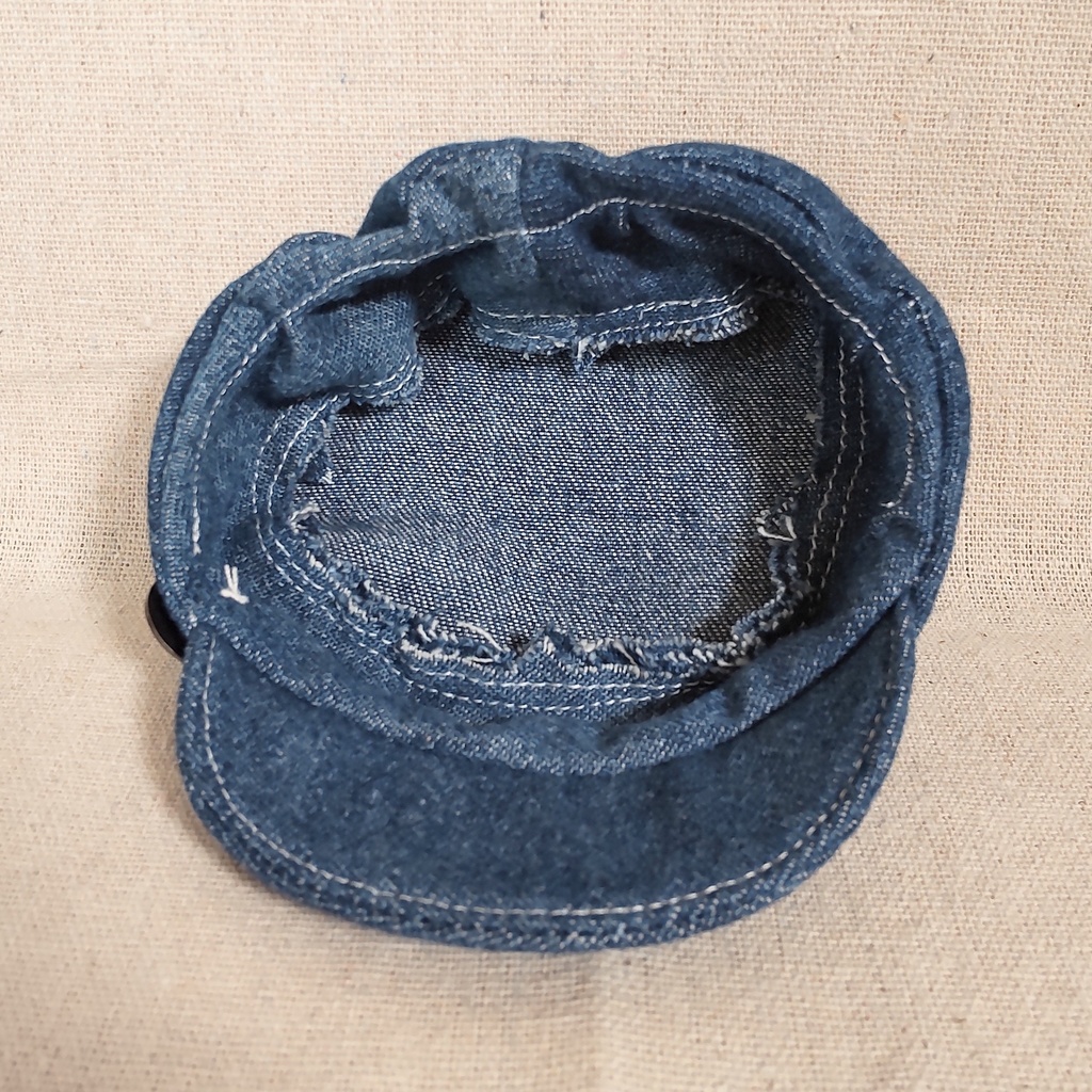【16cmぬいぐるみ用】ムラ染め加工ジーンズのハンチング帽子【ぬいぐるみ服・ぬい服】