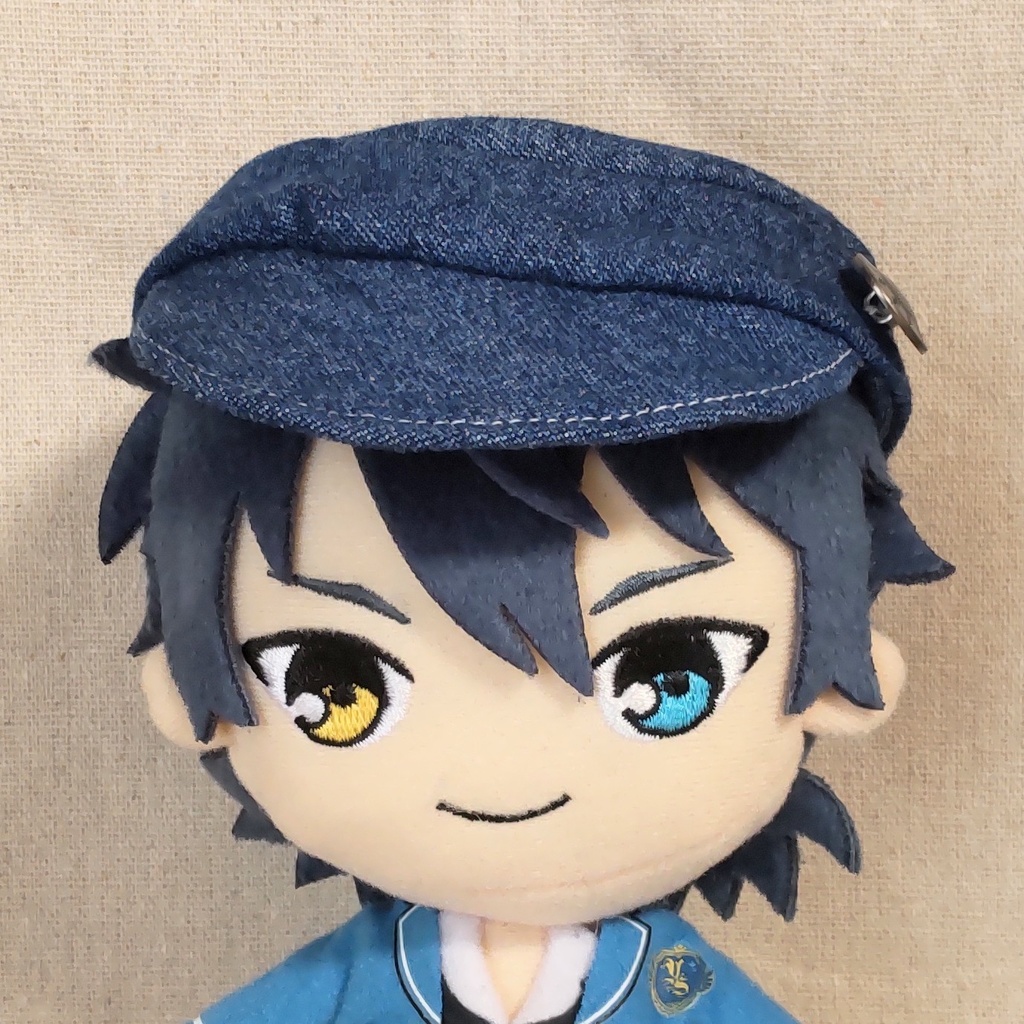 【16cmぬいぐるみ用】ムラ染め加工ジーンズのハンチング帽子【ぬいぐるみ服・ぬい服】