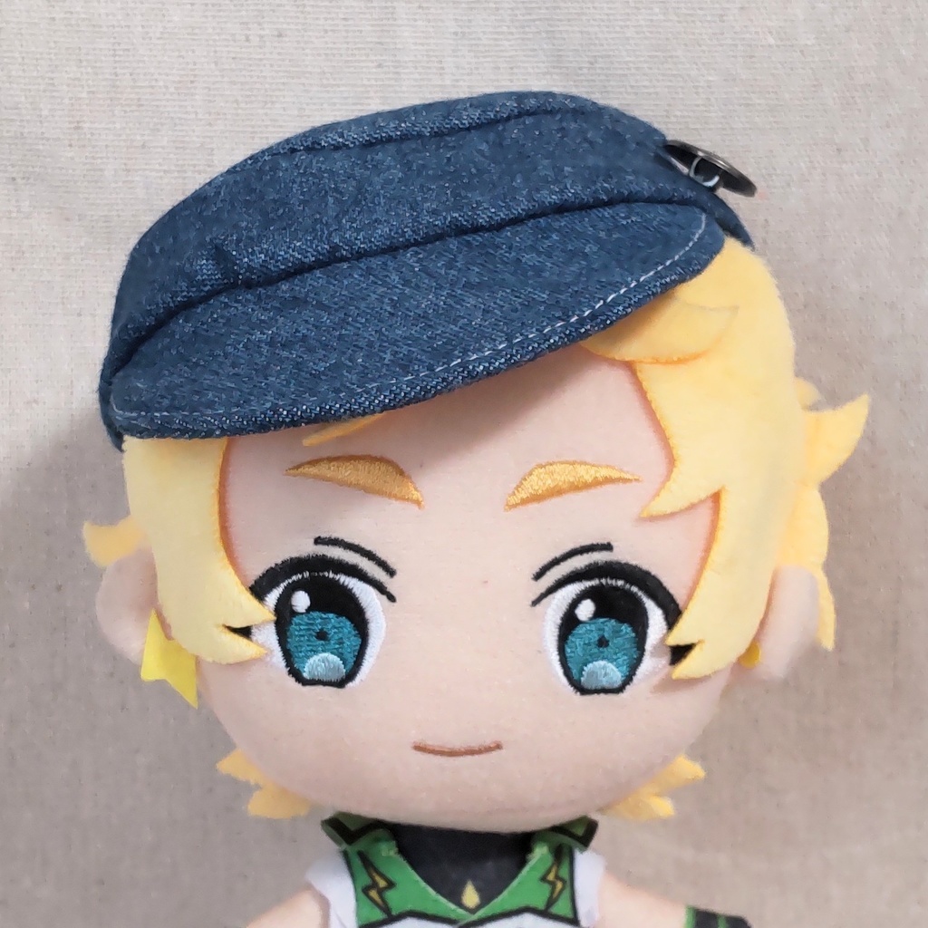 【16cmぬいぐるみ用】ムラ染め加工ジーンズのハンチング帽子【ぬいぐるみ服・ぬい服】