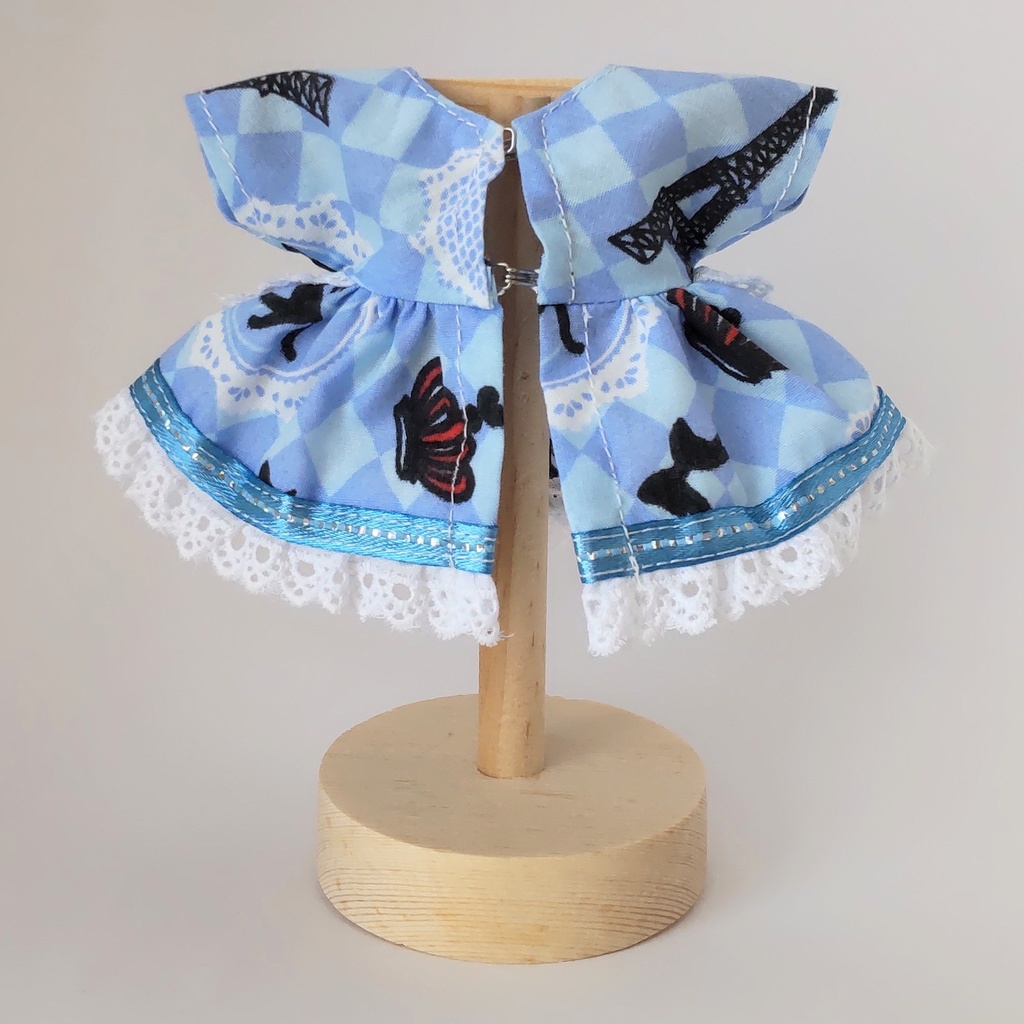 【定番作品】アリスちゃんのワンピースドレス&リボンヘアバンド♬ブルー♬水色【16cmぬいぐるみ用】