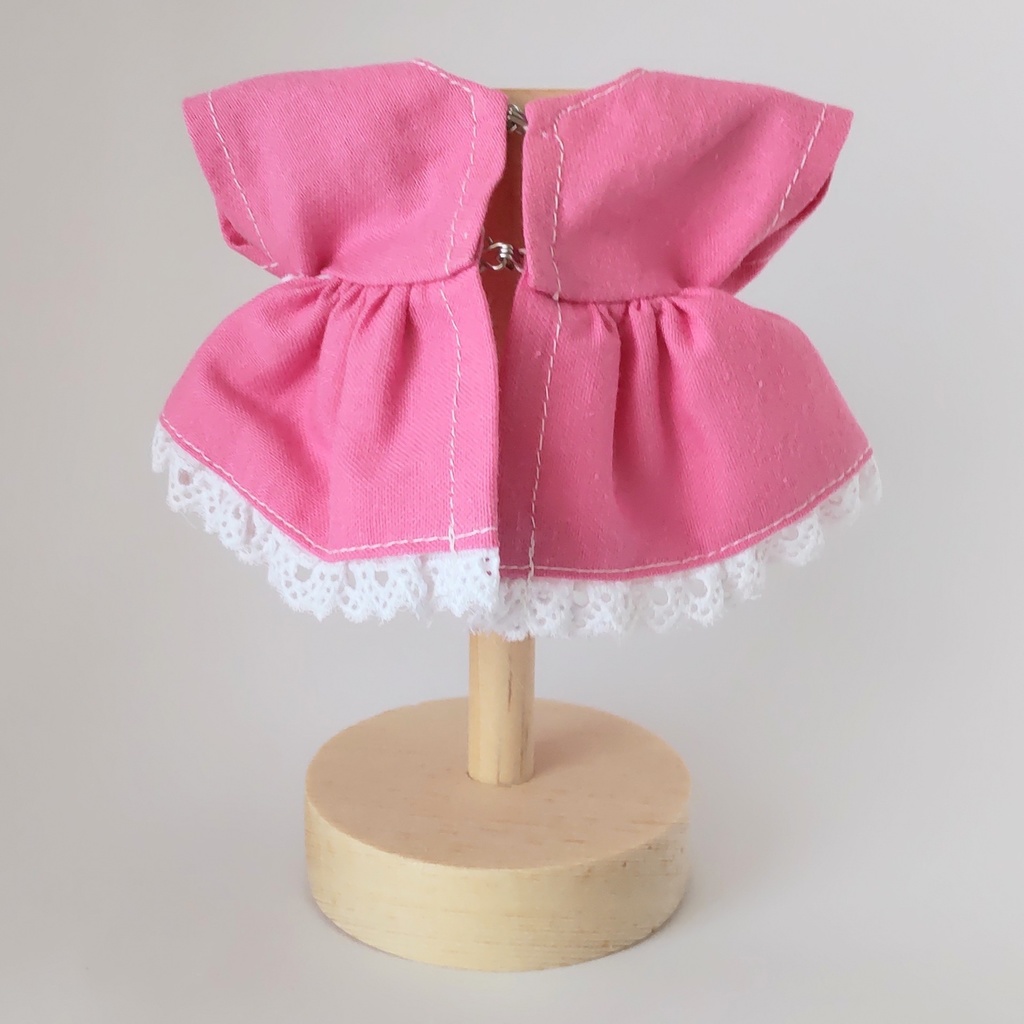 【16cmぬいぐるみ用】フリフリワンピース♬ピンク