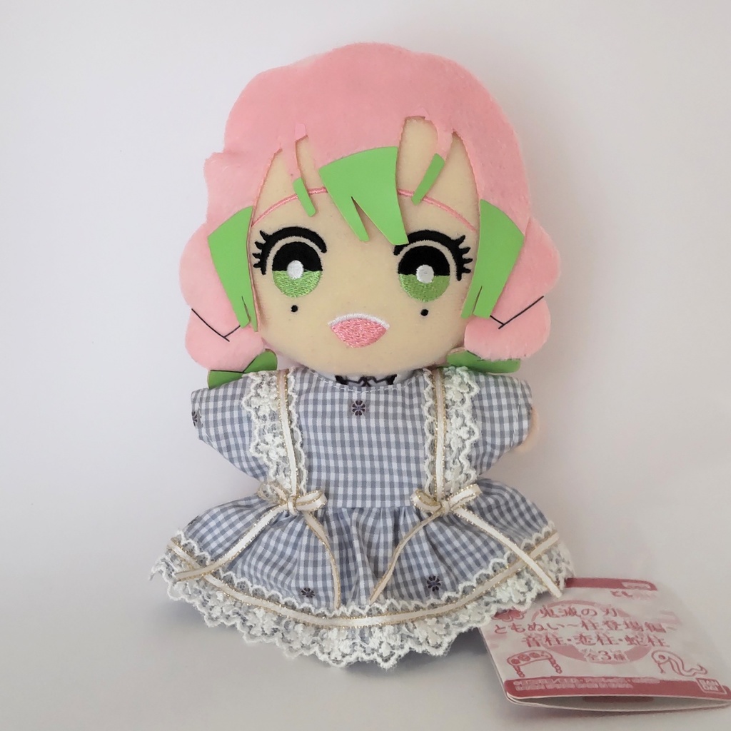 【定番作品】チェック柄のワンピース♬刺繍有り生地使用♬グレーブルー【16cmぬいぐるみ用】