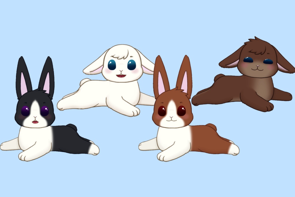 2D rabbit Vtuber model Pack 1 - Fully rigged